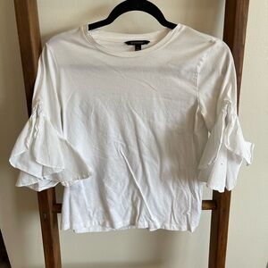 Banana Republic Woman’s White Ruffle Sleeve Spring + Summer Top